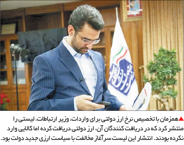 تجارت فردا- همزمان با تخصیص نرخ ارز دولتی برای واردات، وزیر ارتباطات، لیستی را منتشر کرد که در دریافت کنندگان آن، ارز دولتی دریافت کرده اما کالایی وارد نکرده بودند. انتشار این لیست سرآغاز مخالفت با سیاست ارزی جدید دولت بود. 